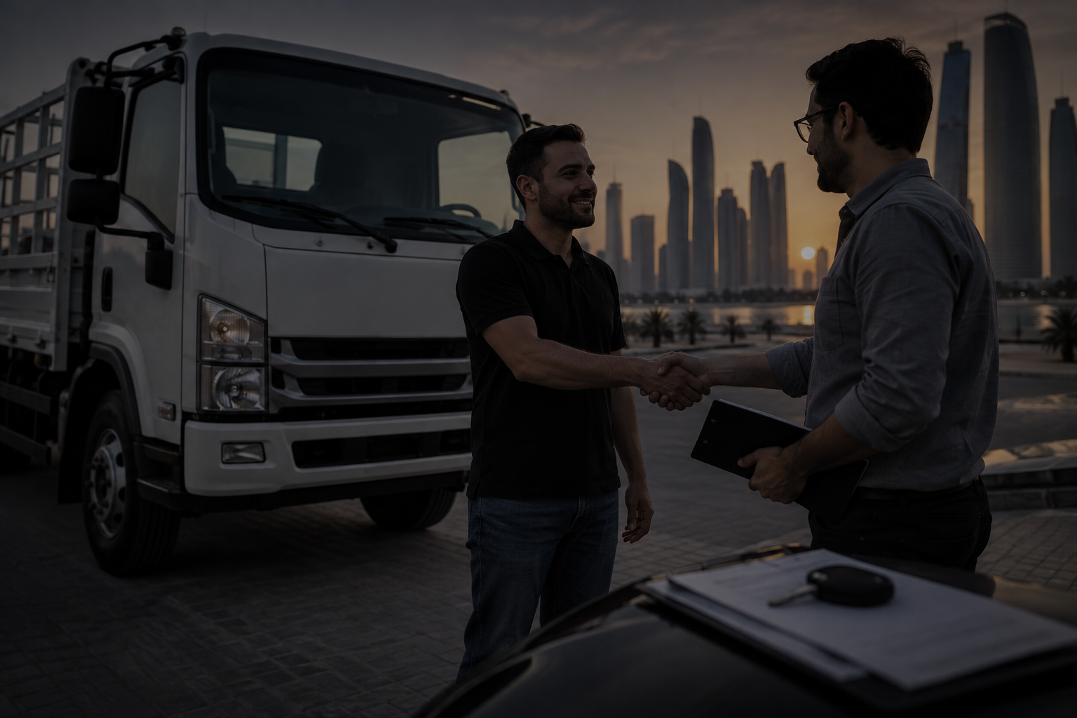 Used car buyer inspecting a vehicle in Abu Dhabi