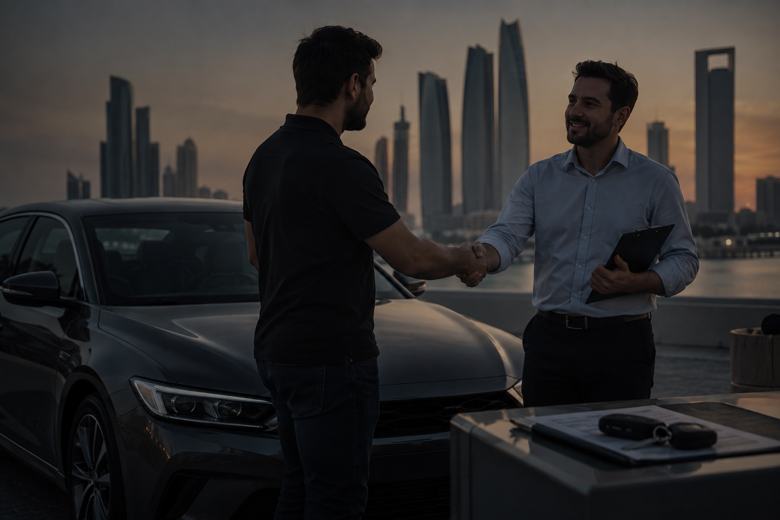 Abu Dhabi Car Buyers inspecting a used car for sale